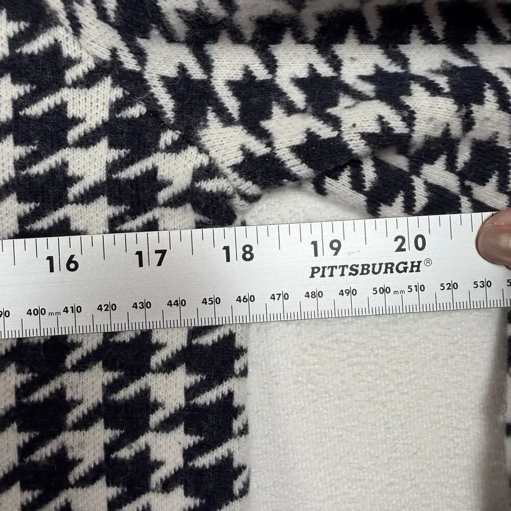 Ann Taylor Petite MP Houndstooth Sweater Black White Knit Long Sleeve Women - Picture 7 of 9